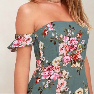 Lulus Primrose Path Sage Green Floral Print Maxi Dress